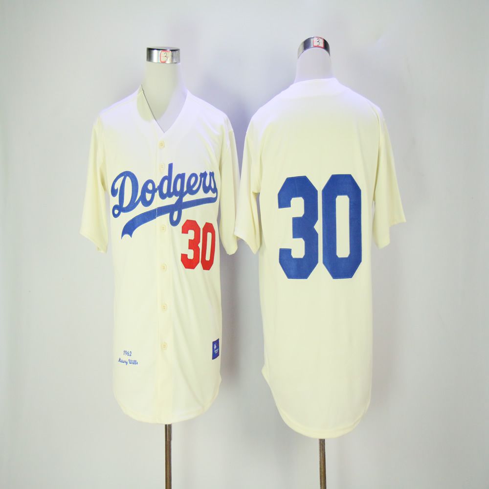 Men Los Angeles Dodgers #30 Maury Wills Cream 1963 MLB Jerseys